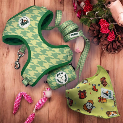 Kit Natale Pettorina Completa Muloki – pettorina classica, guinzaglio e bandana Lola